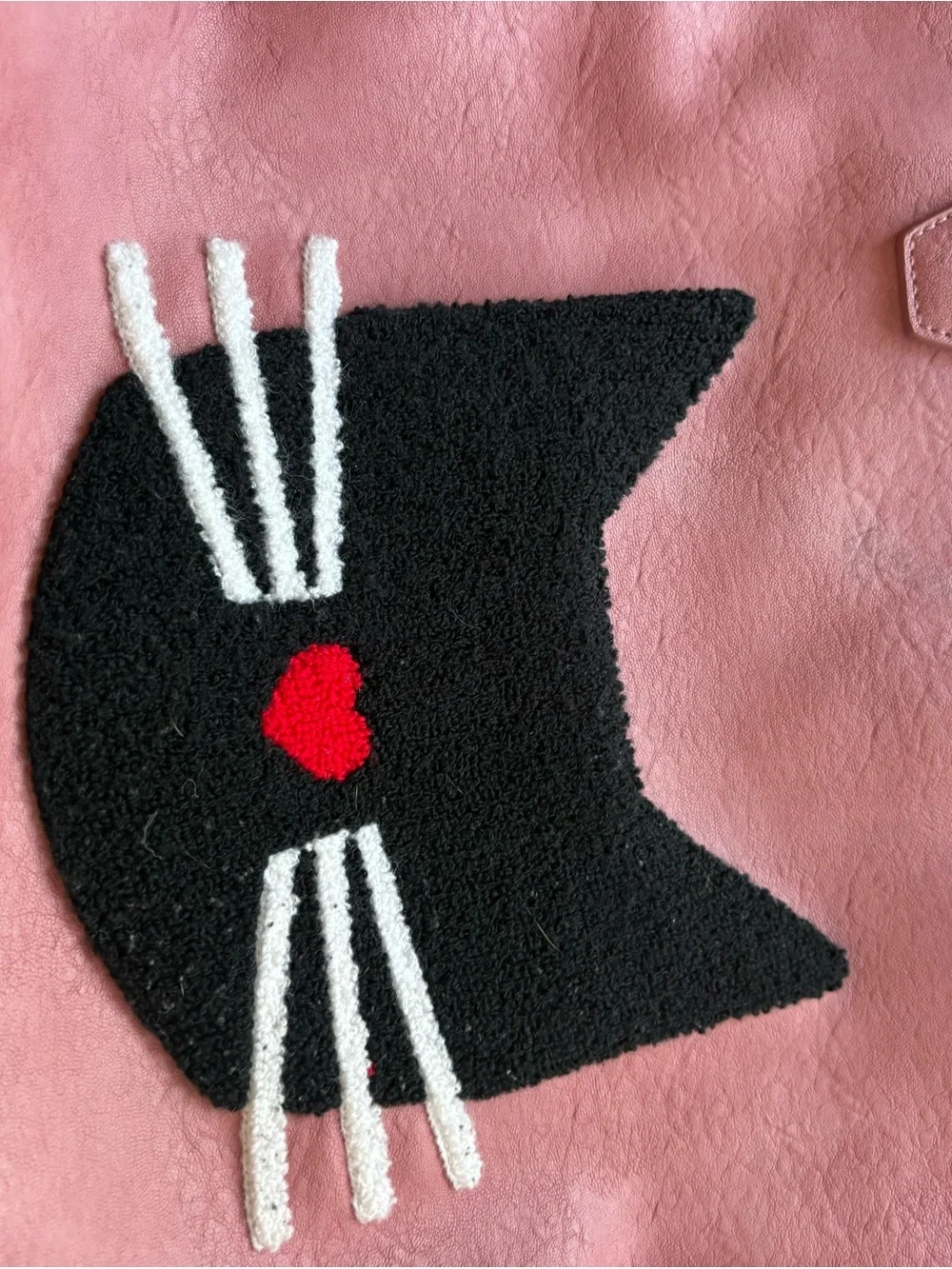 Women's Pink Cat Tote Bag with Whisker Appliqué